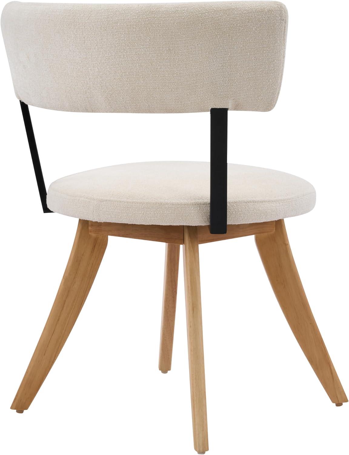 image:imageChristopher Knight Home Ceru Fabric Upholstered Dining Chairs Set of 2 Curved Backrest Kitchen Side Chair Rubberwood Dining Room Armless Chair Extra Seat for Living Room BeigeWalnutMilky Whitenatural