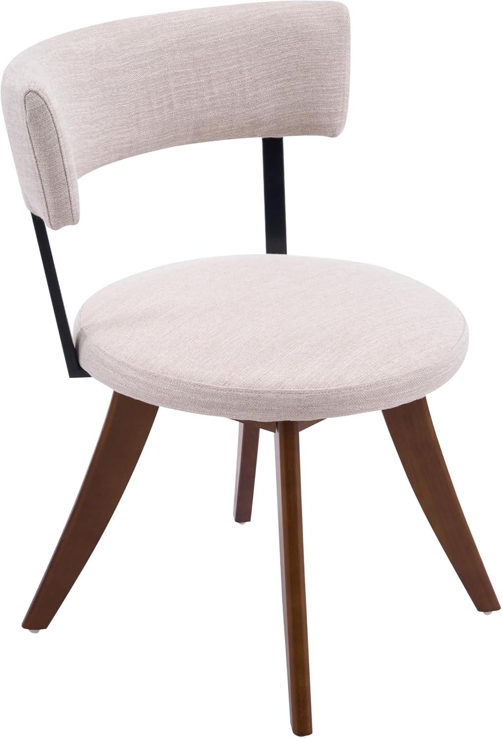 image:imageChristopher Knight Home Ceru Fabric Upholstered Dining Chairs Set of 2 Curved Backrest Kitchen Side Chair Rubberwood Dining Room Armless Chair Extra Seat for Living Room BeigeWalnutBeigewalnut