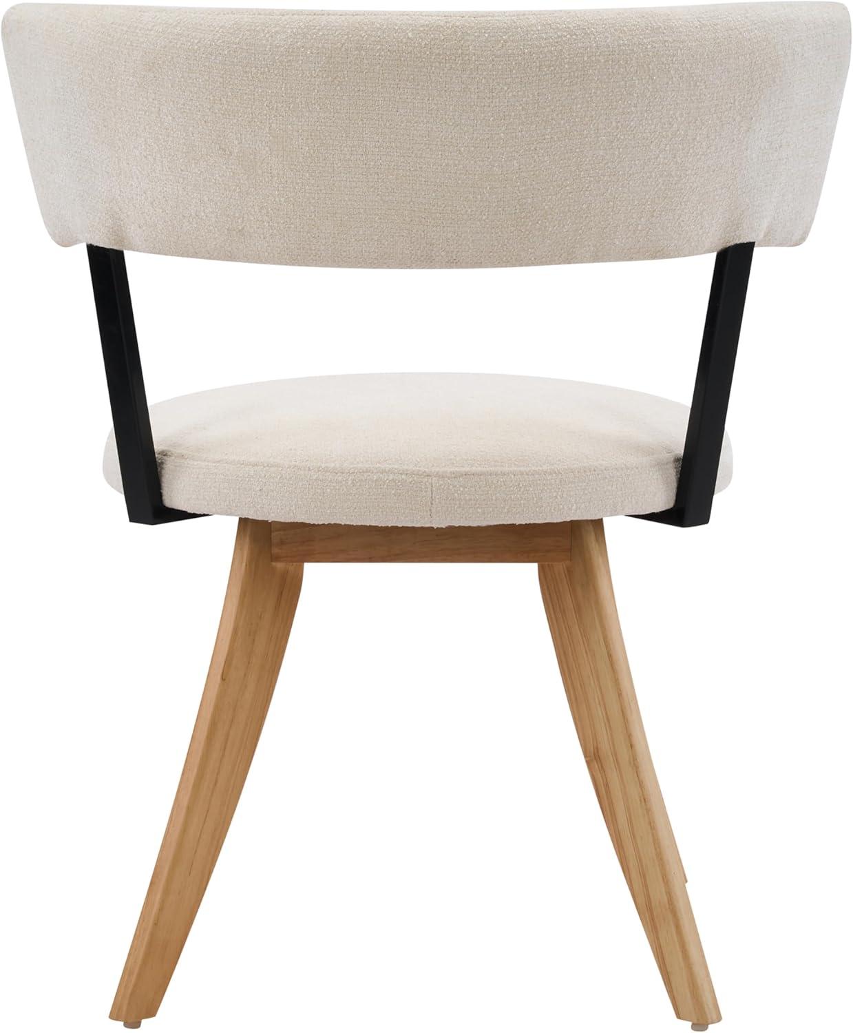 image:imageChristopher Knight Home Ceru Fabric Upholstered Dining Chairs Set of 2 Curved Backrest Kitchen Side Chair Rubberwood Dining Room Armless Chair Extra Seat for Living Room BeigeWalnutMilky Whitenatural