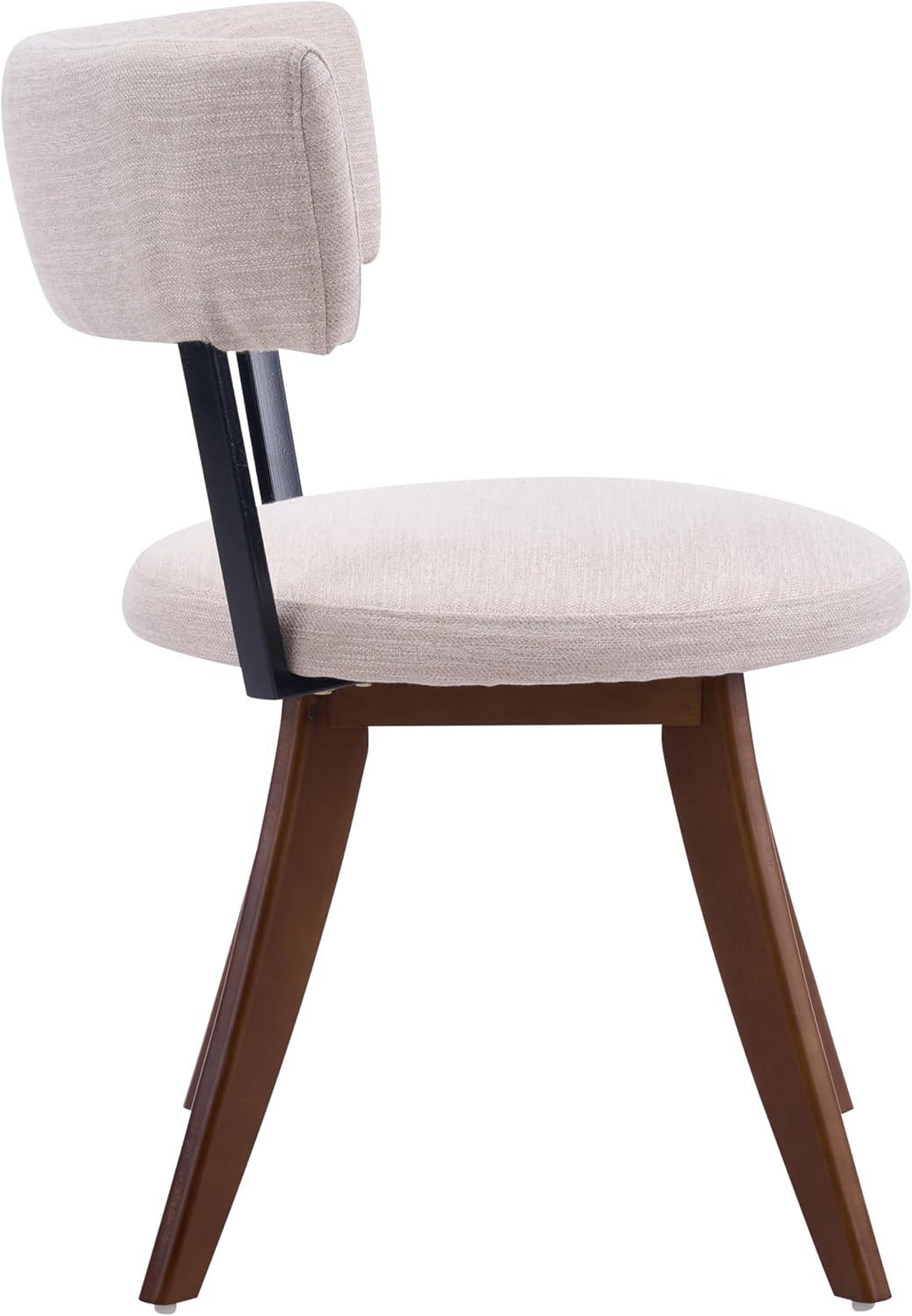 image:imageChristopher Knight Home Ceru Fabric Upholstered Dining Chairs Set of 2 Curved Backrest Kitchen Side Chair Rubberwood Dining Room Armless Chair Extra Seat for Living Room BeigeWalnutBeigewalnut