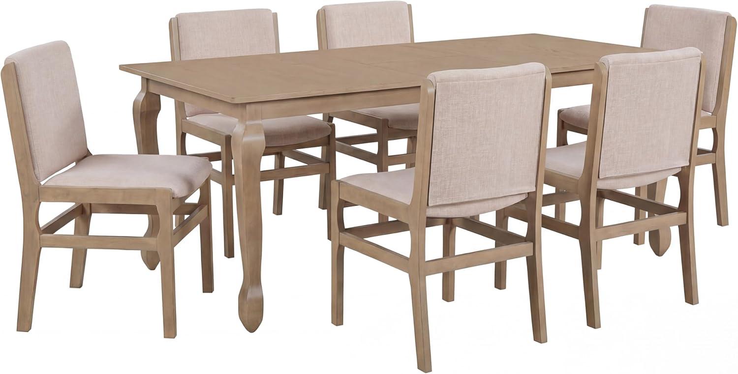 image:imageChristopher Knight Home Cole Wooden 7 Piece Dining Table Set with Chairs Extendable Dining Room Table Set with Butterfly Leaf Design Rustic Upholstered Dining Chairs Set of 6 Light NaturalBeigeLight Naturalbeige