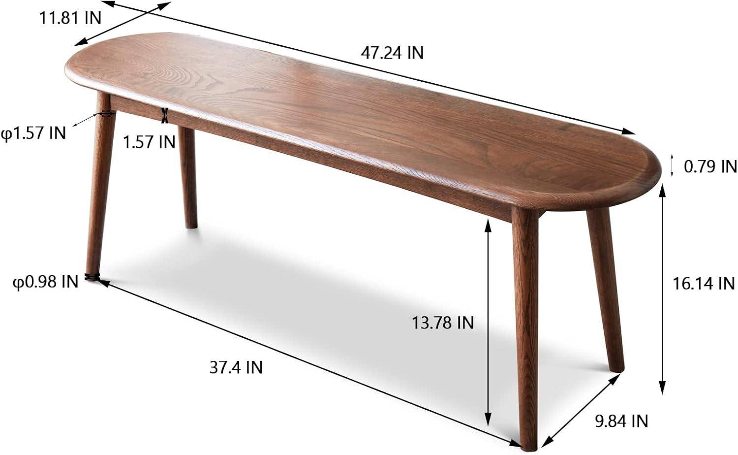 image:imageChristopher Knight Home Ella Dining Bench Oak Wood Dining Bench Oval Shaped Chair End of Bed Entryway Foot Seats Kitchen Chair 3937Small Benches for Living Room Dining Room Home Decor NaturalWalnut4724