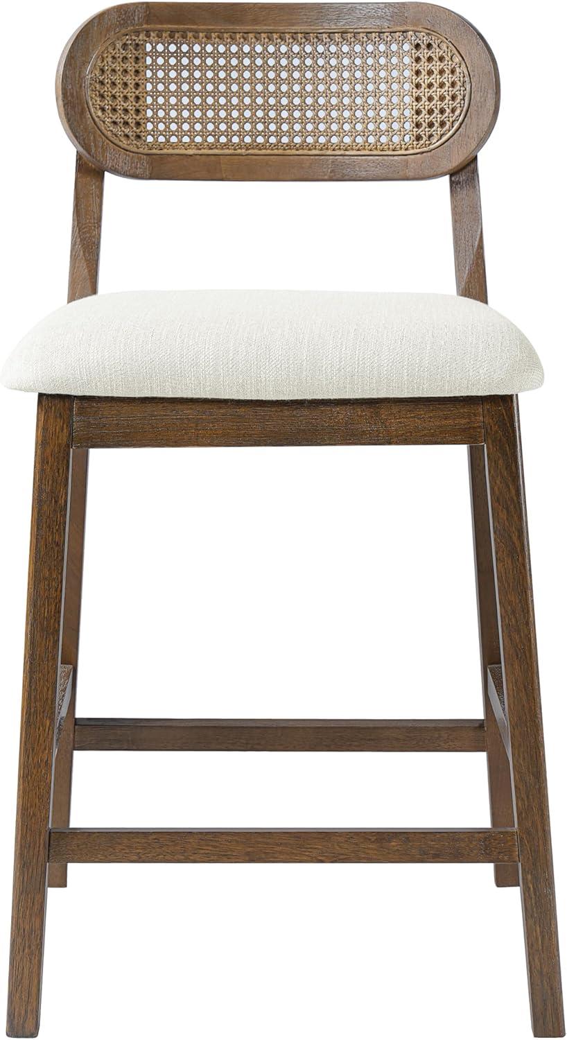 image:imageChristopher Knight Home Kaylin Modern Counter Height Bar Stools Set of 2 Upholstered Bar Stool for Kitchen Island Rubberwood Dining Room Chair Counter Stool with Footrest NaturalBeigeBrownbeigeRattan Back