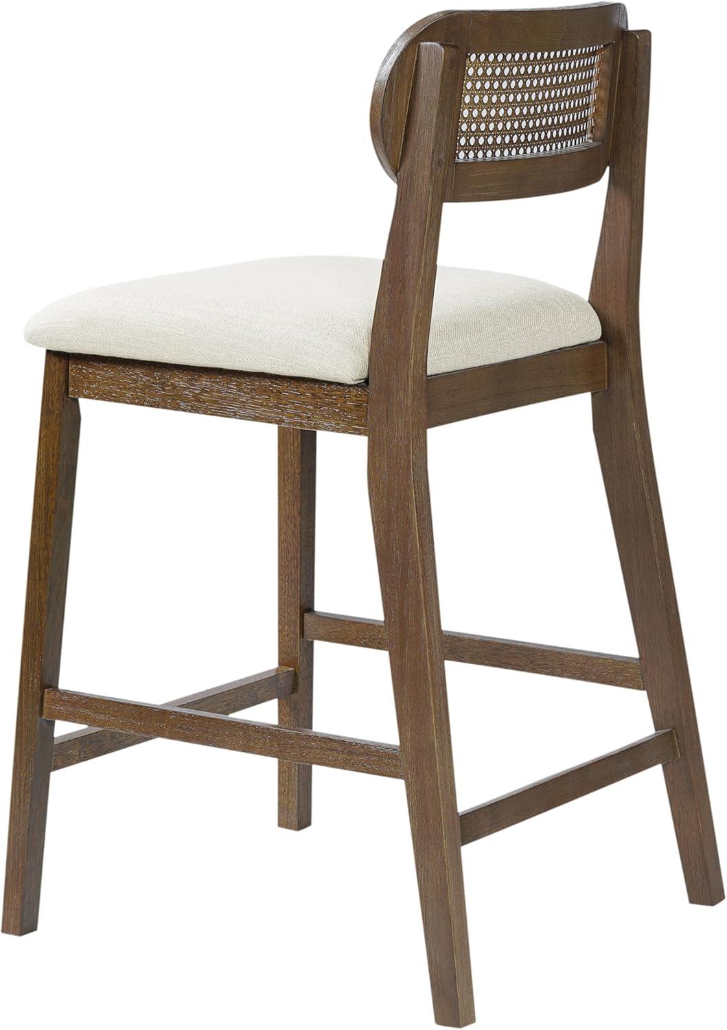image:imageChristopher Knight Home Kaylin Modern Counter Height Bar Stools Set of 2 Upholstered Bar Stool for Kitchen Island Rubberwood Dining Room Chair Counter Stool with Footrest NaturalBeigeBrownbeigeRattan Back