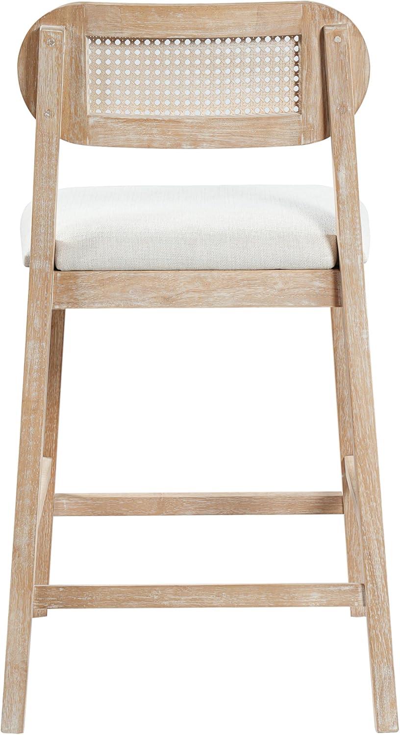 image:imageChristopher Knight Home Kaylin Modern Counter Height Bar Stools Set of 2 Upholstered Bar Stool for Kitchen Island Rubberwood Dining Room Chair Counter Stool with Footrest NaturalBeigeNaturalbeigeRattan Back
