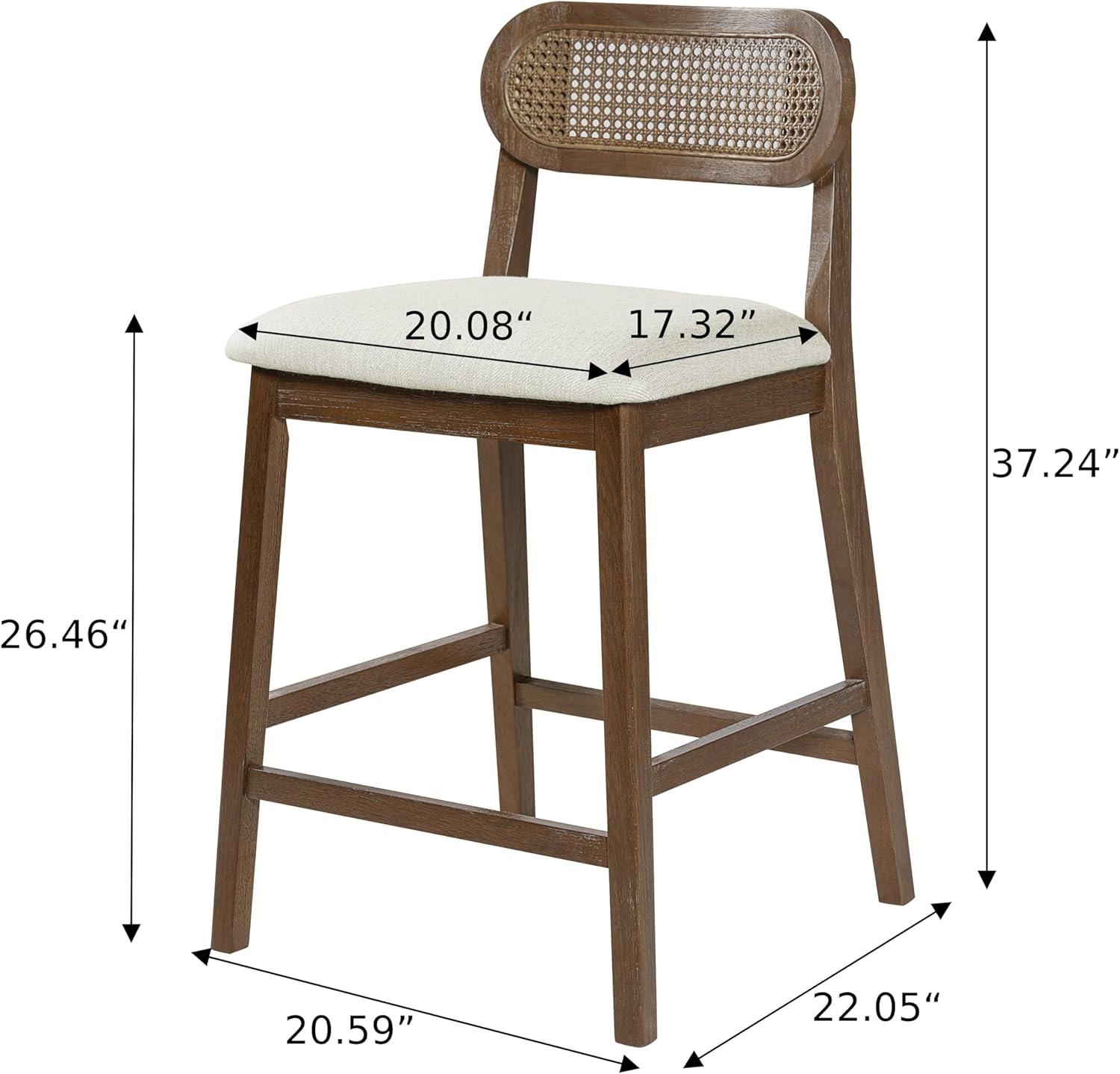 image:imageChristopher Knight Home Kaylin Modern Counter Height Bar Stools Set of 2 Upholstered Bar Stool for Kitchen Island Rubberwood Dining Room Chair Counter Stool with Footrest NaturalBeigeBrownbeigeRattan Back