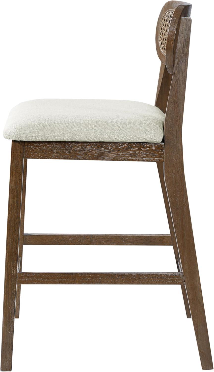 image:imageChristopher Knight Home Kaylin Modern Counter Height Bar Stools Set of 2 Upholstered Bar Stool for Kitchen Island Rubberwood Dining Room Chair Counter Stool with Footrest NaturalBeigeBrownbeigeRattan Back