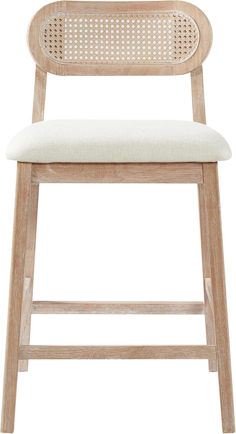 image:imageChristopher Knight Home Kaylin Modern Counter Height Bar Stools Set of 2 Upholstered Bar Stool for Kitchen Island Rubberwood Dining Room Chair Counter Stool with Footrest NaturalBeigeNaturalbeigeRattan Back