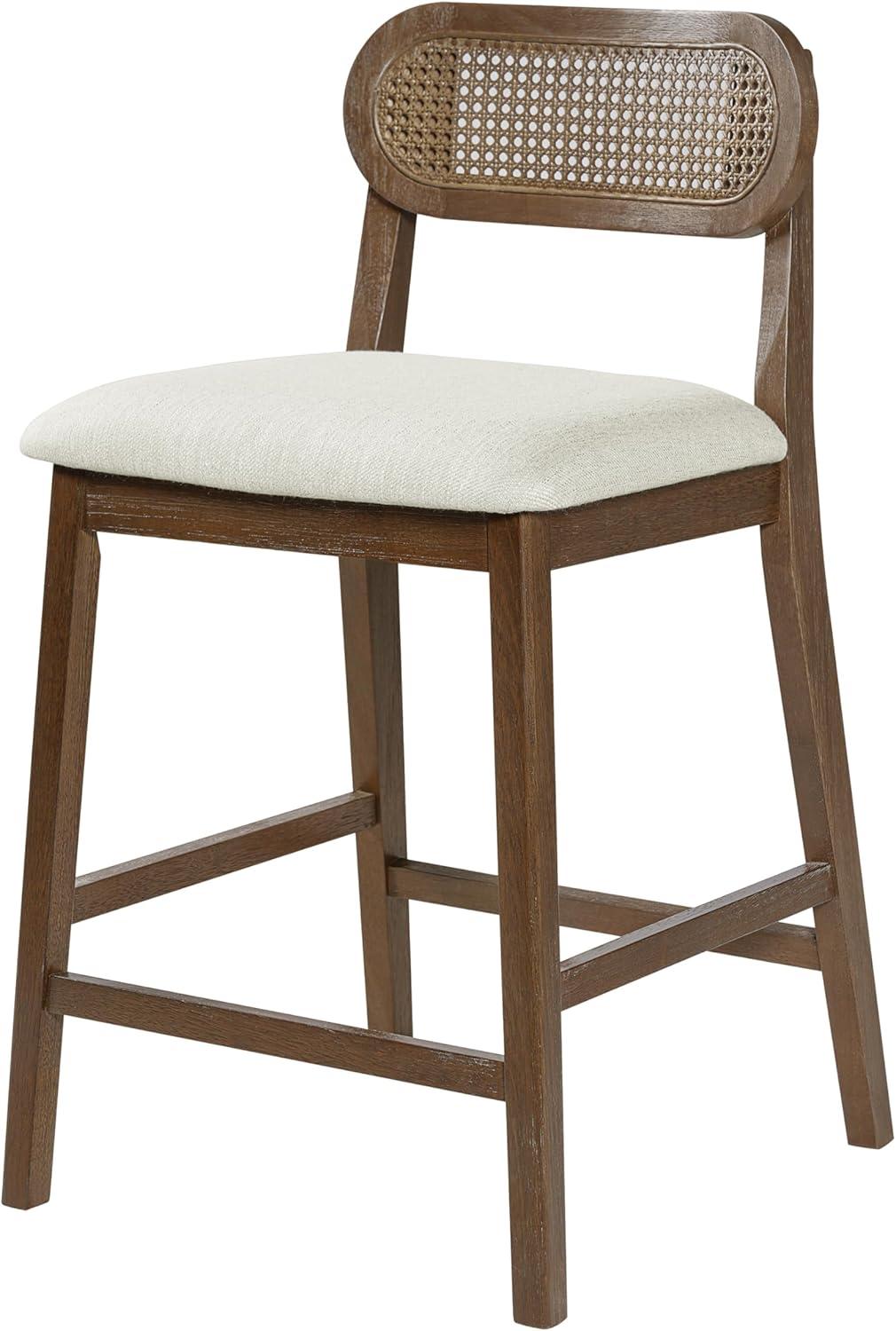 image:imageChristopher Knight Home Kaylin Modern Counter Height Bar Stools Set of 2 Upholstered Bar Stool for Kitchen Island Rubberwood Dining Room Chair Counter Stool with Footrest NaturalBeigeBrownbeigeRattan Back