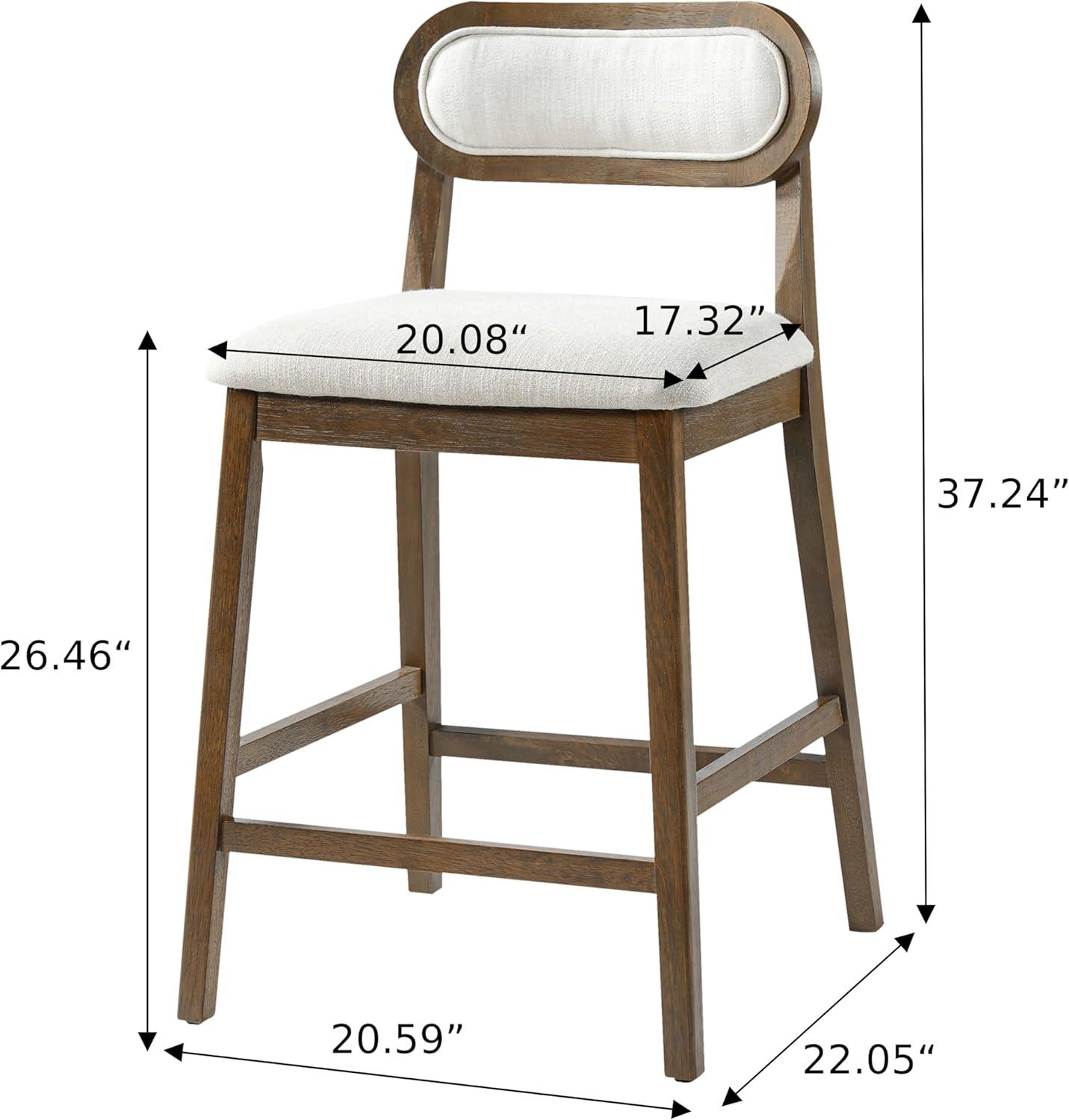 image:imageChristopher Knight Home Kaylin Modern Counter Height Bar Stools Set of 2 Upholstered Bar Stool for Kitchen Island Rubberwood Dining Room Chair Counter Stool with Footrest NaturalBeigeBrownbeige