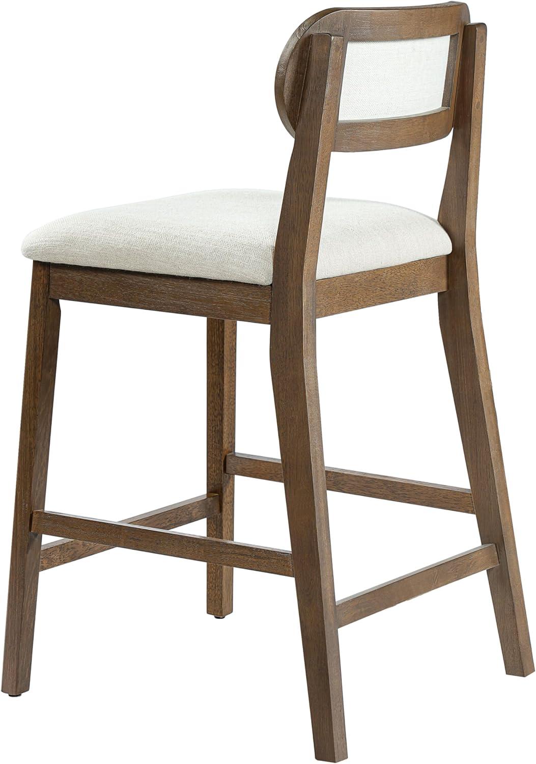 image:imageChristopher Knight Home Kaylin Modern Counter Height Bar Stools Set of 2 Upholstered Bar Stool for Kitchen Island Rubberwood Dining Room Chair Counter Stool with Footrest NaturalBeigeBrownbeige