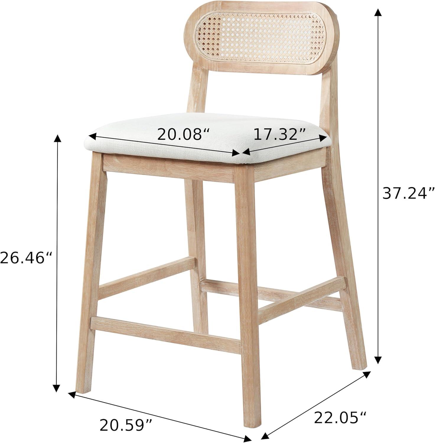 image:imageChristopher Knight Home Kaylin Modern Counter Height Bar Stools Set of 2 Upholstered Bar Stool for Kitchen Island Rubberwood Dining Room Chair Counter Stool with Footrest NaturalBeigeNaturalbeigeRattan Back