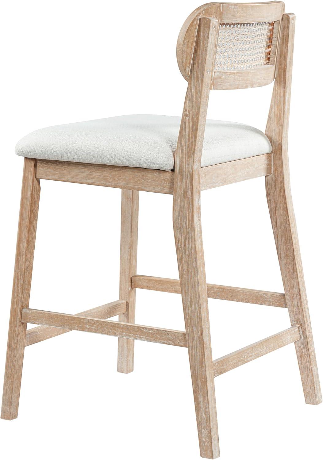 image:imageChristopher Knight Home Kaylin Modern Counter Height Bar Stools Set of 2 Upholstered Bar Stool for Kitchen Island Rubberwood Dining Room Chair Counter Stool with Footrest NaturalBeigeNaturalbeigeRattan Back