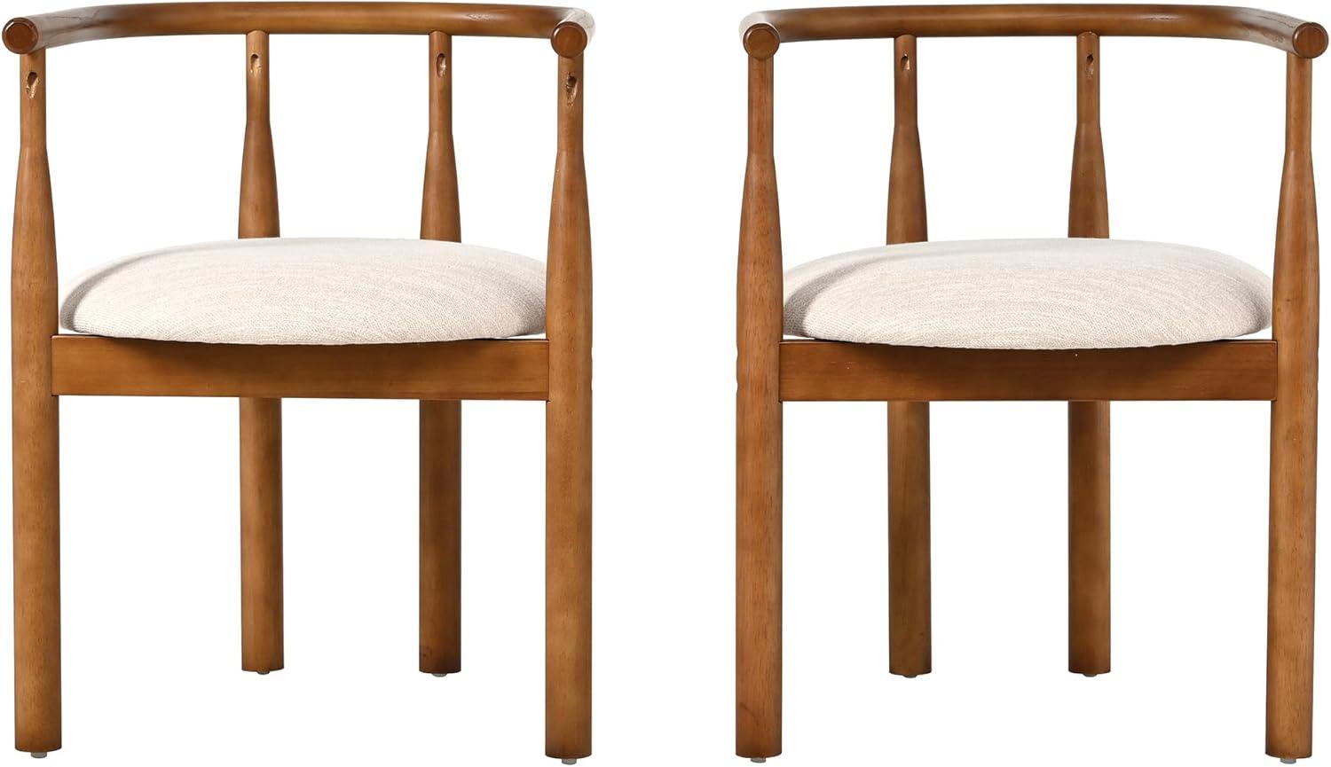 image:imageChristopher Knight Home Larkspur MidCentury Modern Dining Table Set for 6 Solid Wood Kitchen Table and Dining Chairs Set of 6 Rubberwood Dining Room Table Set 6 BeigeWalnut