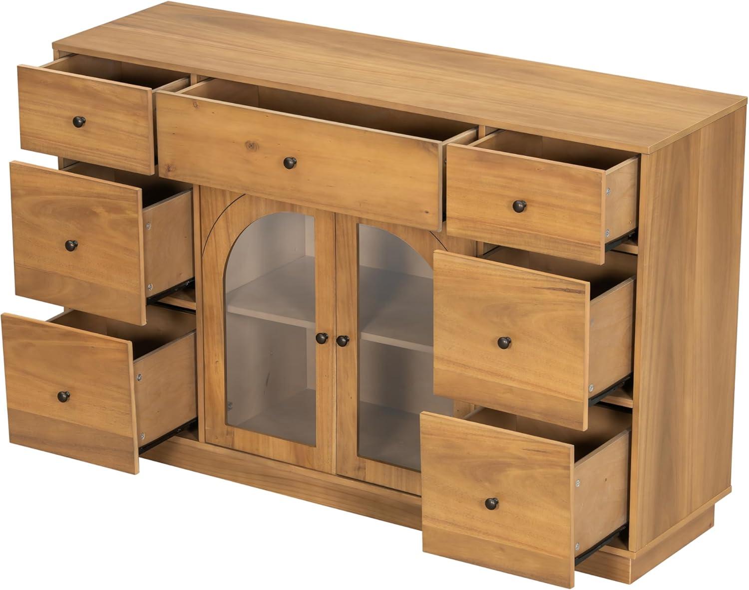 image:imageChristopher Knight Home Mia Modern Storage Cabinet with Doors and Drawers Wooden Sideboard Cabinet with Adjustable Shelf Freestanding Buffet Cabinet with Storage for Dining Room BlackNatural
