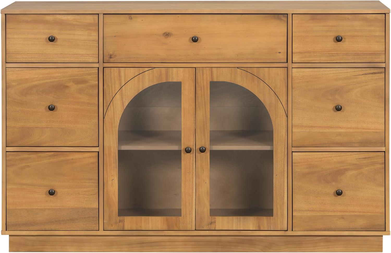 image:imageChristopher Knight Home Mia Modern Storage Cabinet with Doors and Drawers Wooden Sideboard Cabinet with Adjustable Shelf Freestanding Buffet Cabinet with Storage for Dining Room BlackNatural