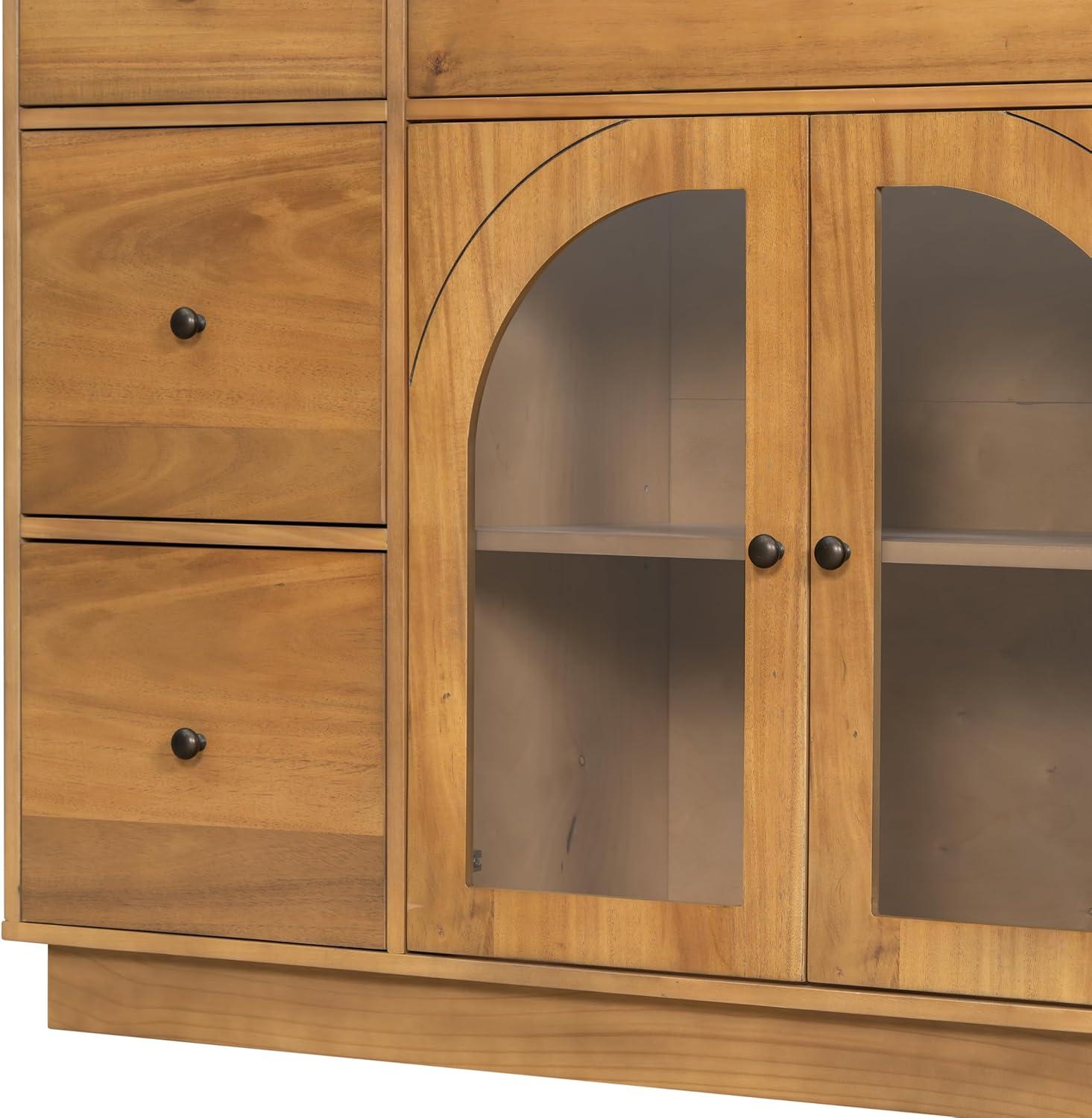 image:imageChristopher Knight Home Mia Modern Storage Cabinet with Doors and Drawers Wooden Sideboard Cabinet with Adjustable Shelf Freestanding Buffet Cabinet with Storage for Dining Room BlackNatural
