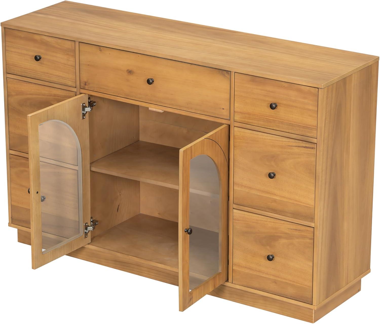 image:imageChristopher Knight Home Mia Modern Storage Cabinet with Doors and Drawers Wooden Sideboard Cabinet with Adjustable Shelf Freestanding Buffet Cabinet with Storage for Dining Room BlackNatural