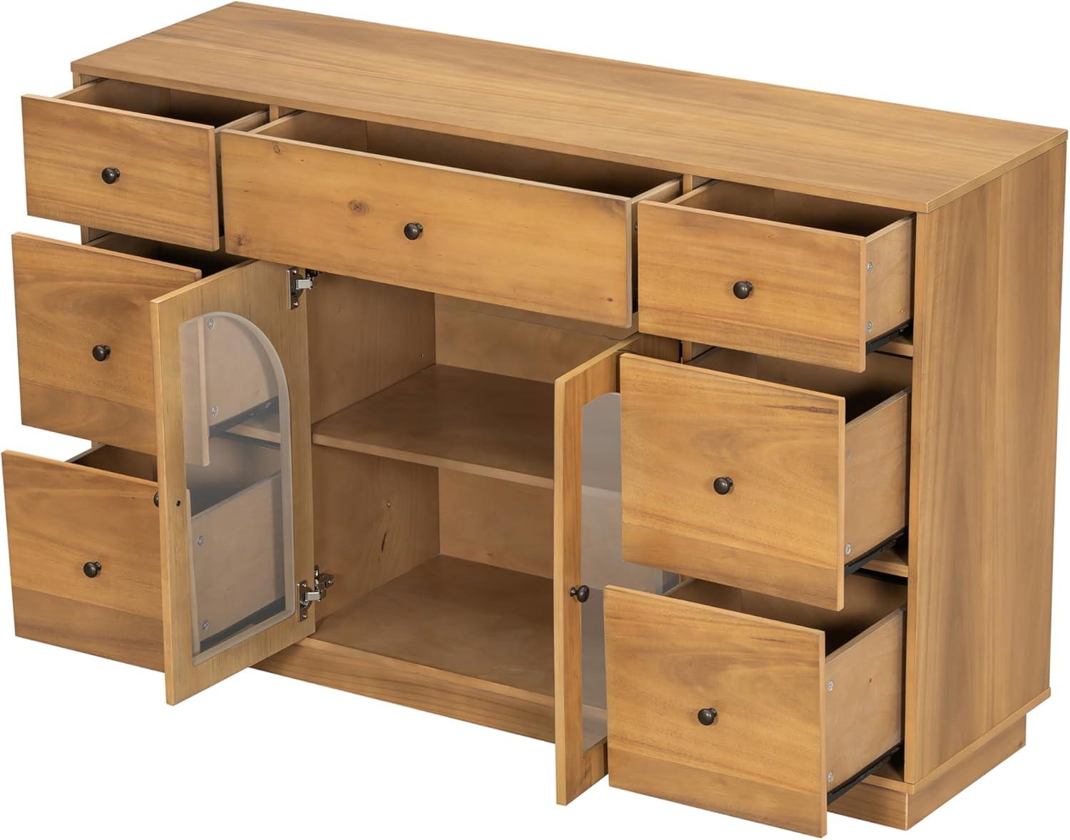 image:imageChristopher Knight Home Mia Modern Storage Cabinet with Doors and Drawers Wooden Sideboard Cabinet with Adjustable Shelf Freestanding Buffet Cabinet with Storage for Dining Room BlackNatural