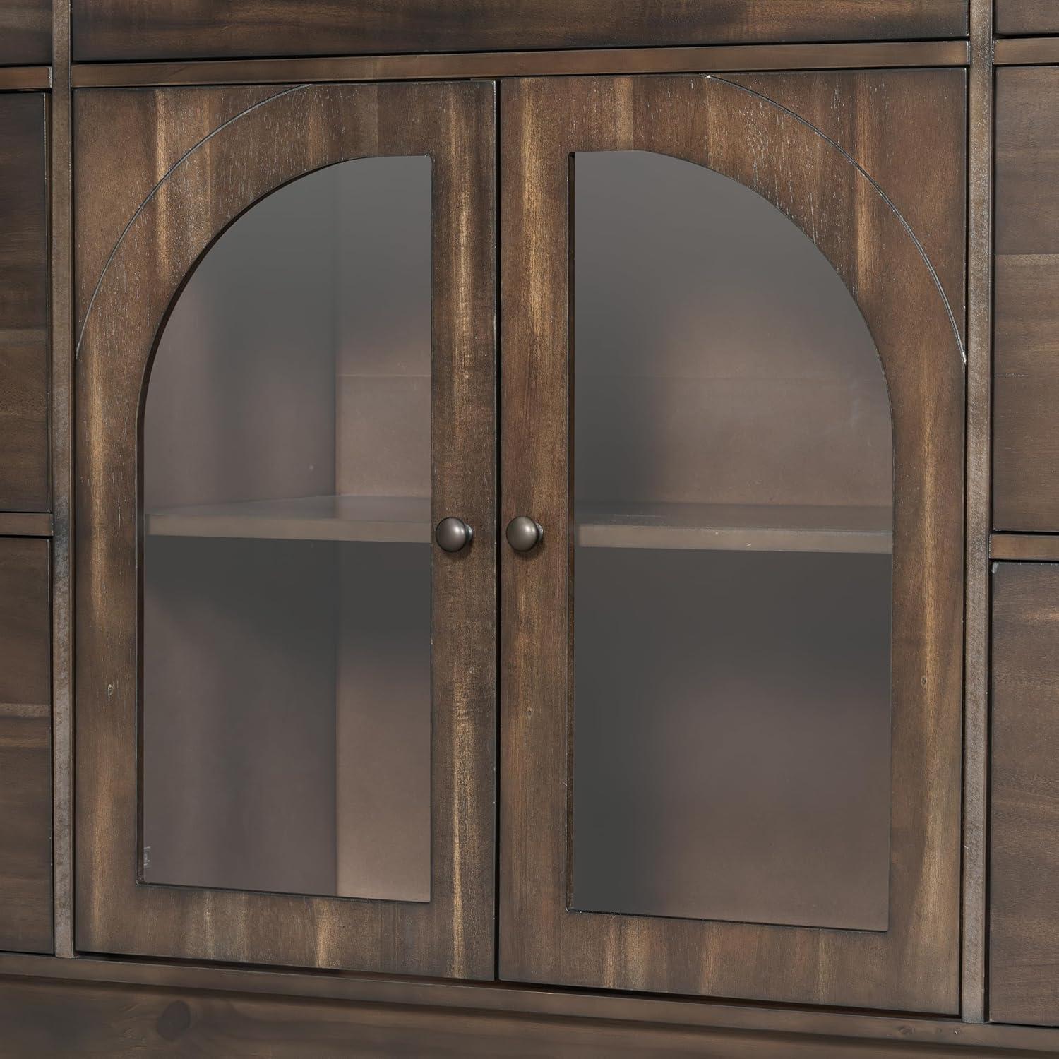 image:imageChristopher Knight Home Mia Modern Storage Cabinet with Doors and Drawers Wooden Sideboard Cabinet with Adjustable Shelf Freestanding Buffet Cabinet with Storage for Dining Room BlackDark Brown