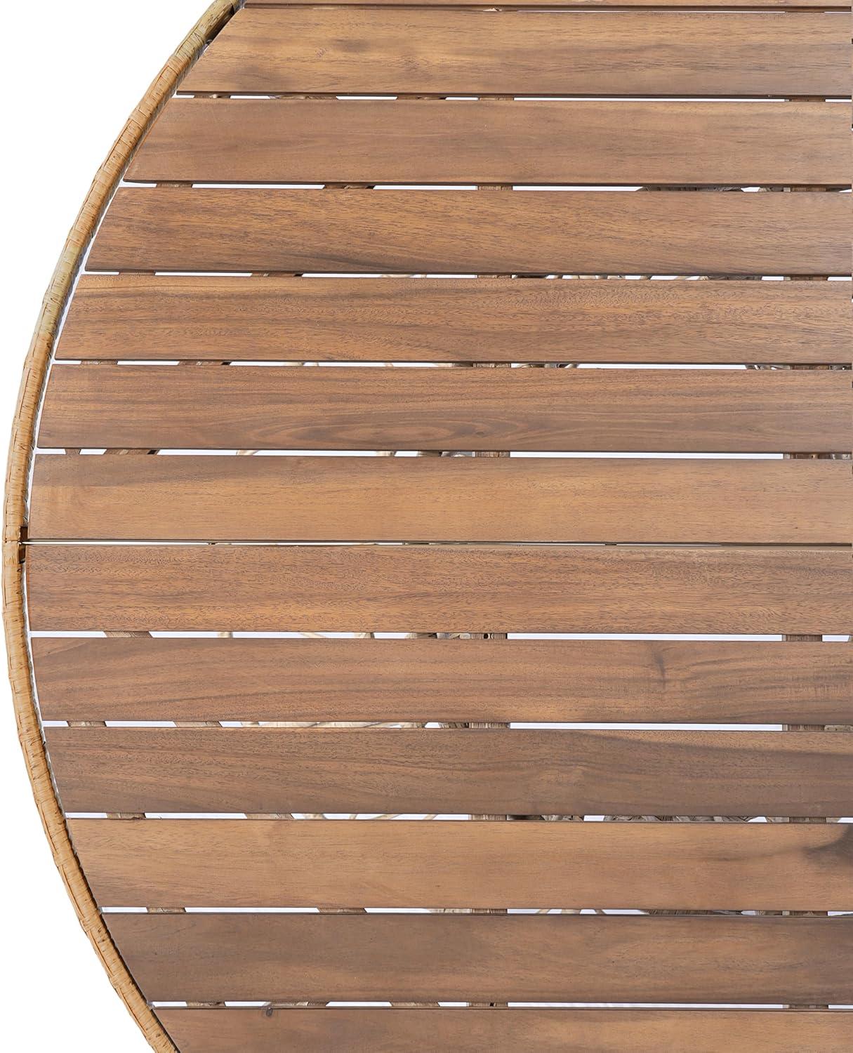 image:imageChristopher Knight Home Pella Farmhouse Acacia Wood Round Dining Table for 46 People Patio Dining Room Table with Handwoven Wicker Base for BackyardGarden Slatted Design Outdoor Patio Table BrownTeak