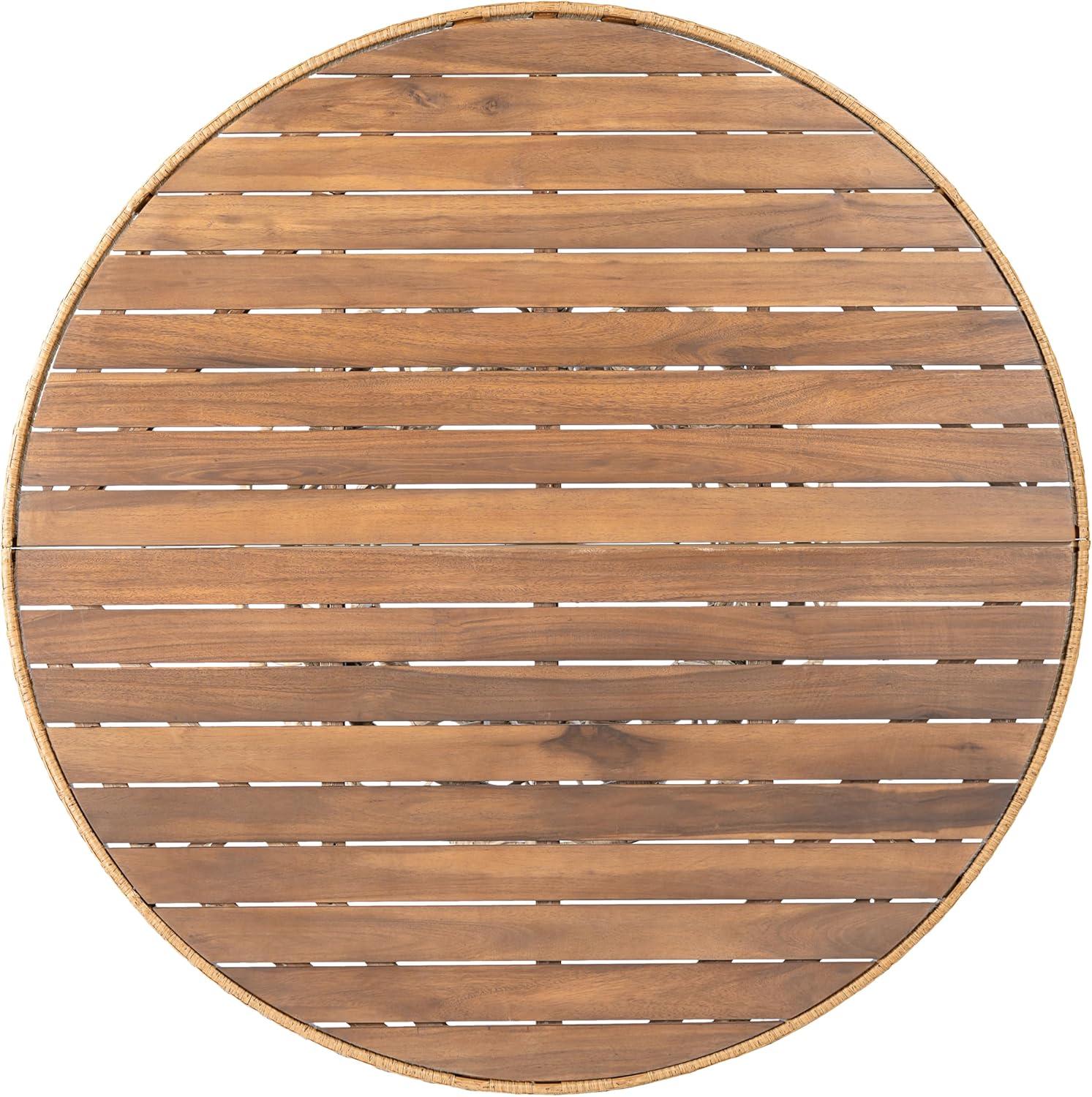 image:imageChristopher Knight Home Pella Farmhouse Acacia Wood Round Dining Table for 46 People Patio Dining Room Table with Handwoven Wicker Base for BackyardGarden Slatted Design Outdoor Patio Table BrownTeak