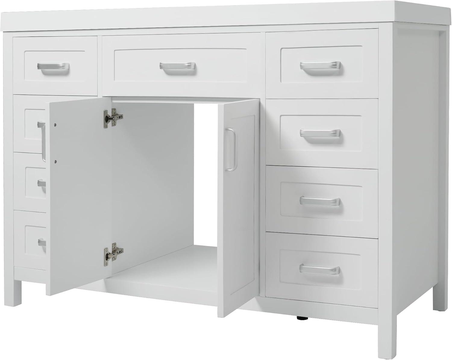 image:imageChristopher Knight Home Pineas 48 Modern Bathroom Vanity with Resin Sink Combo Set Wooden Bathroom Vanity Organizer with Drawers Soft Closing Door Bathroom Storage Cabinet with Sink WhiteWhite
