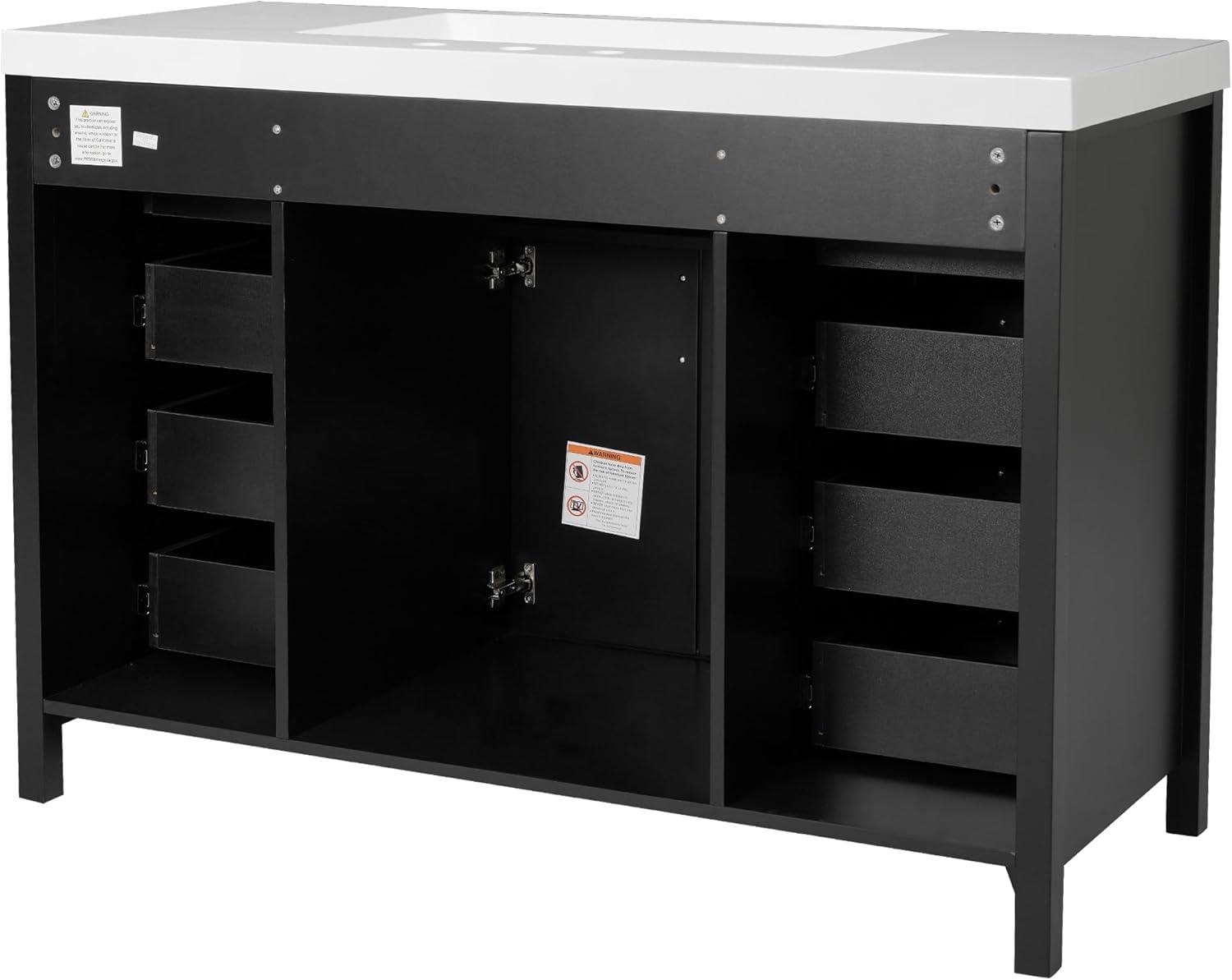 image:imageChristopher Knight Home Pineas 48 Modern Bathroom Vanity with Resin Sink Combo Set Wooden Bathroom Vanity Organizer with Drawers Soft Closing Door Bathroom Storage Cabinet with Sink WhiteBlack