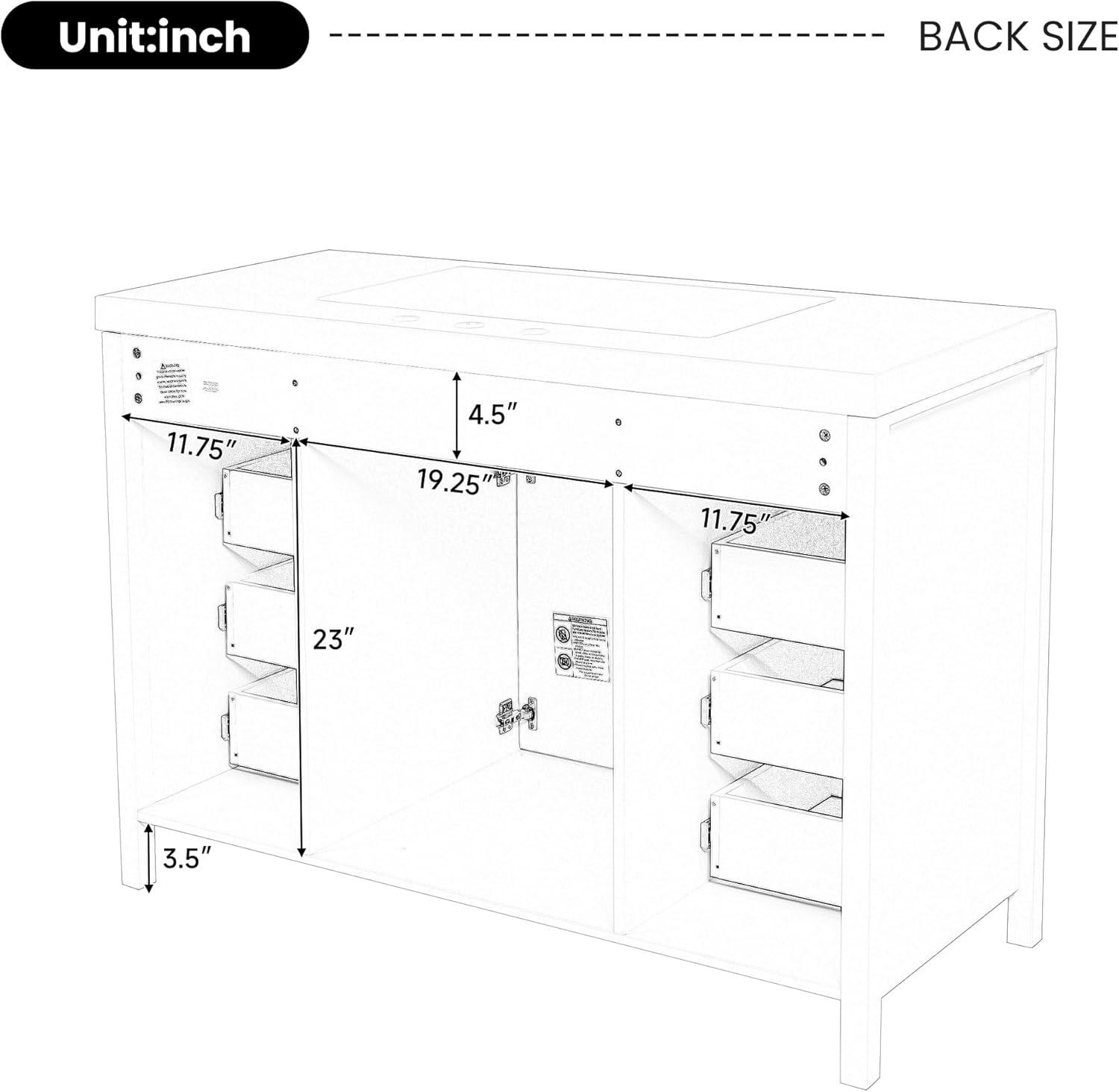image:imageChristopher Knight Home Pineas 48 Modern Bathroom Vanity with Resin Sink Combo Set Wooden Bathroom Vanity Organizer with Drawers Soft Closing Door Bathroom Storage Cabinet with Sink WhiteBlack