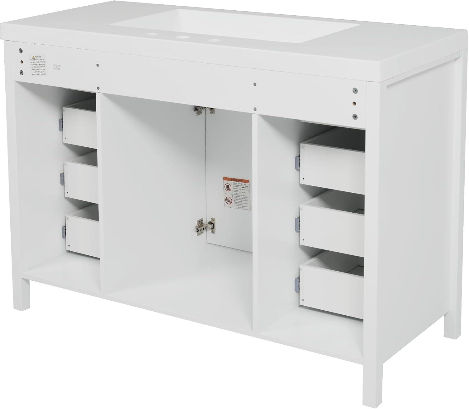 image:imageChristopher Knight Home Pineas 48 Modern Bathroom Vanity with Resin Sink Combo Set Wooden Bathroom Vanity Organizer with Drawers Soft Closing Door Bathroom Storage Cabinet with Sink WhiteWhite