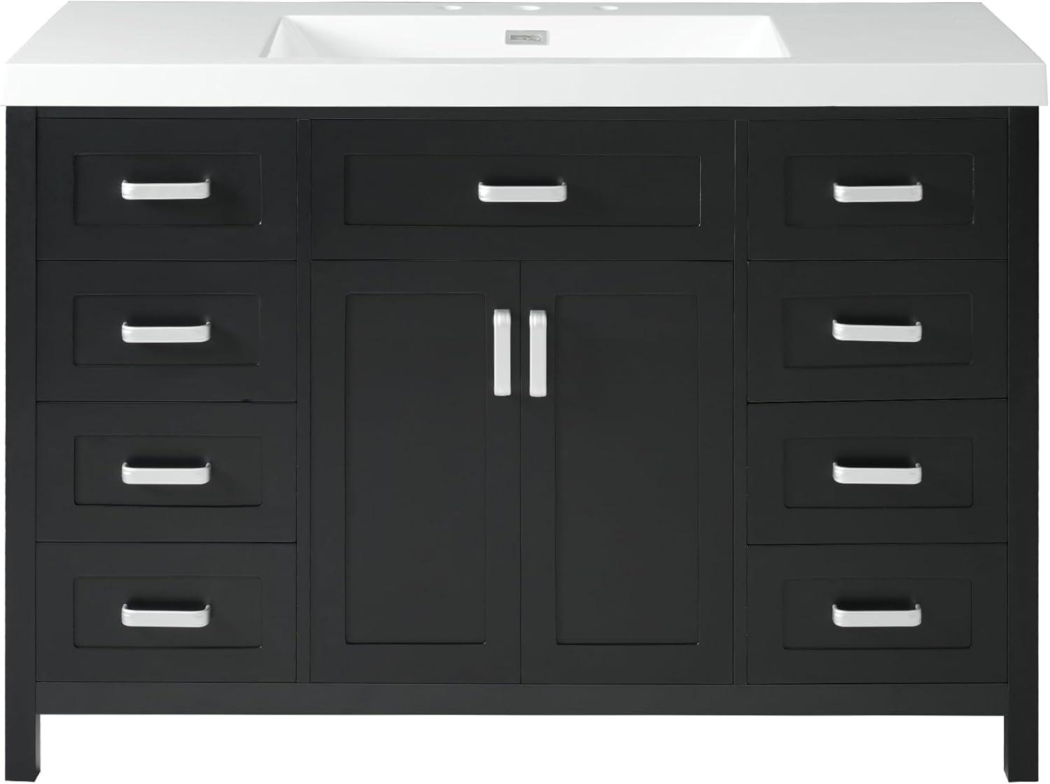image:imageChristopher Knight Home Pineas 48 Modern Bathroom Vanity with Resin Sink Combo Set Wooden Bathroom Vanity Organizer with Drawers Soft Closing Door Bathroom Storage Cabinet with Sink WhiteBlack