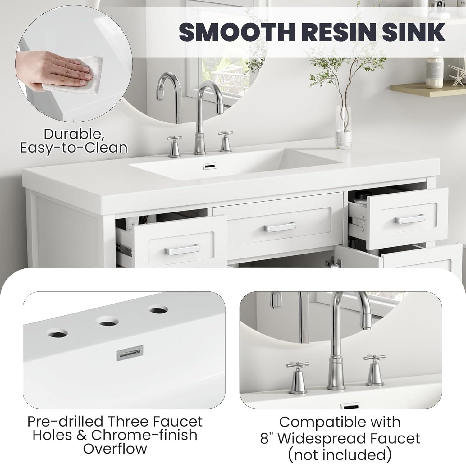 image:imageChristopher Knight Home Pineas 48 Modern Bathroom Vanity with Resin Sink Combo Set Wooden Bathroom Vanity Organizer with Drawers Soft Closing Door Bathroom Storage Cabinet with Sink WhiteWhite