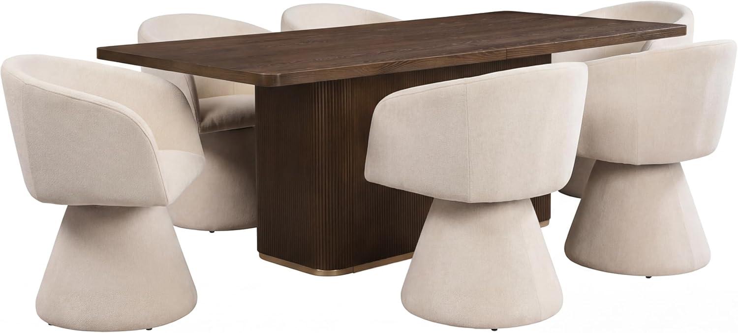 image:imageChristopher Knight Home Scout Modern Dining Table Set for 6 180 Swivel Dining Chair and Table Set Solid Wood Dining Room Table Set for 6 BeigeNaturalBeigewalnut