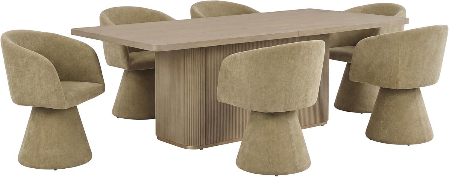 image:imageChristopher Knight Home Scout Modern Dining Table Set for 6 180 Swivel Dining Chair and Table Set Solid Wood Dining Room Table Set for 6 BeigeNaturalLight Greennatural