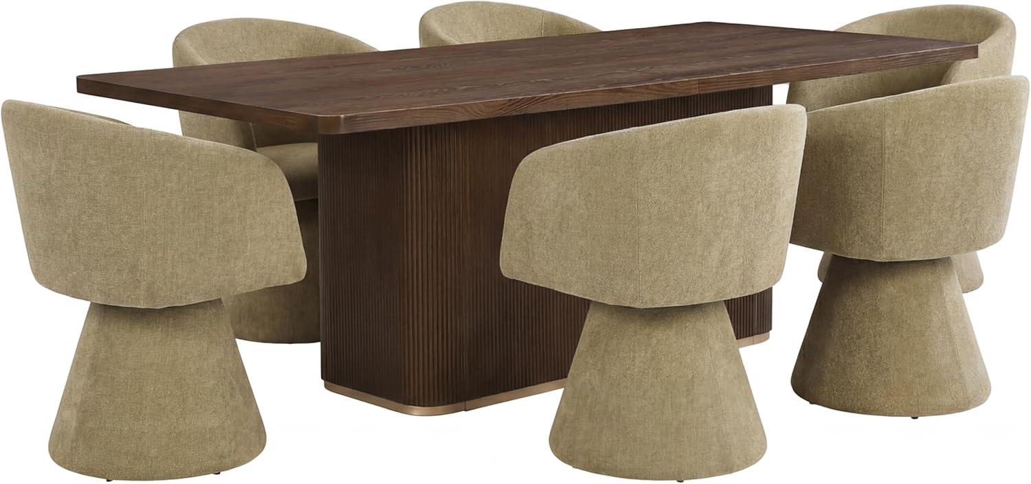 image:imageChristopher Knight Home Scout Modern Dining Table Set for 6 180 Swivel Dining Chair and Table Set Solid Wood Dining Room Table Set for 6 BeigeNaturalLight Greenwalnut