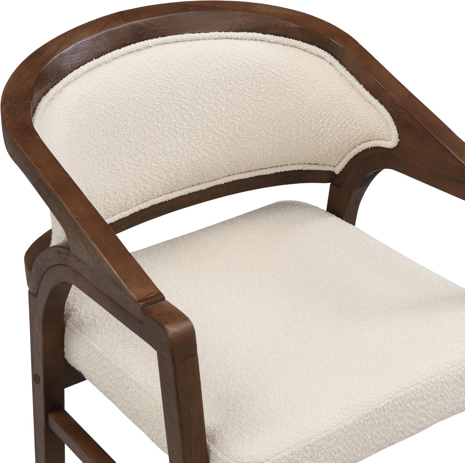 image:imageChristopher Knight Home Sepharine Modern Wooden Dining Chairs Set of 2 Boucle Upholstered Kitchen Side Armchairs Living Room Comfy Reading Chair with Curved Back Extra Seating Light Ash BeigeWalnut Beige