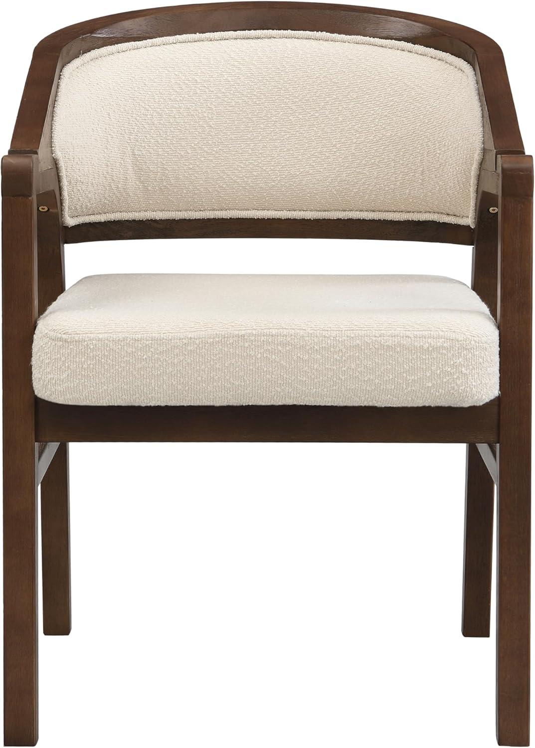 image:imageChristopher Knight Home Sepharine Modern Wooden Dining Chairs Set of 2 Boucle Upholstered Kitchen Side Armchairs Living Room Comfy Reading Chair with Curved Back Extra Seating Light Ash BeigeWalnut Beige