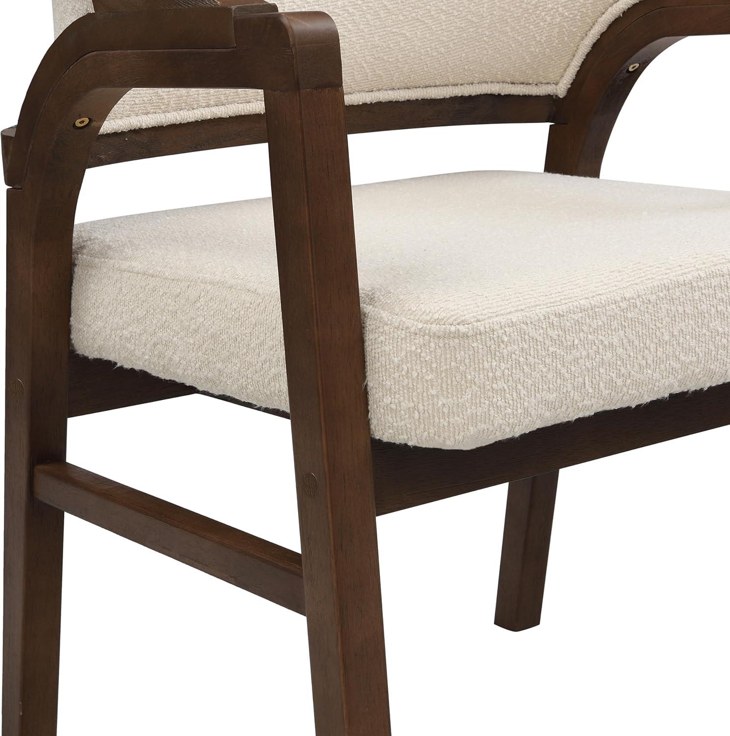 image:imageChristopher Knight Home Sepharine Modern Wooden Dining Chairs Set of 2 Boucle Upholstered Kitchen Side Armchairs Living Room Comfy Reading Chair with Curved Back Extra Seating Light Ash BeigeWalnut Beige