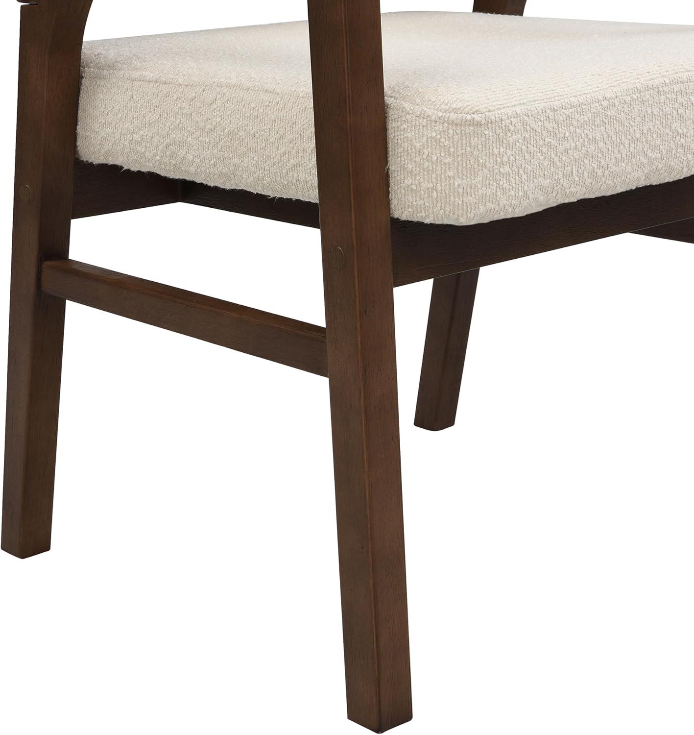 image:imageChristopher Knight Home Sepharine Modern Wooden Dining Chairs Set of 2 Boucle Upholstered Kitchen Side Armchairs Living Room Comfy Reading Chair with Curved Back Extra Seating Light Ash BeigeWalnut Beige