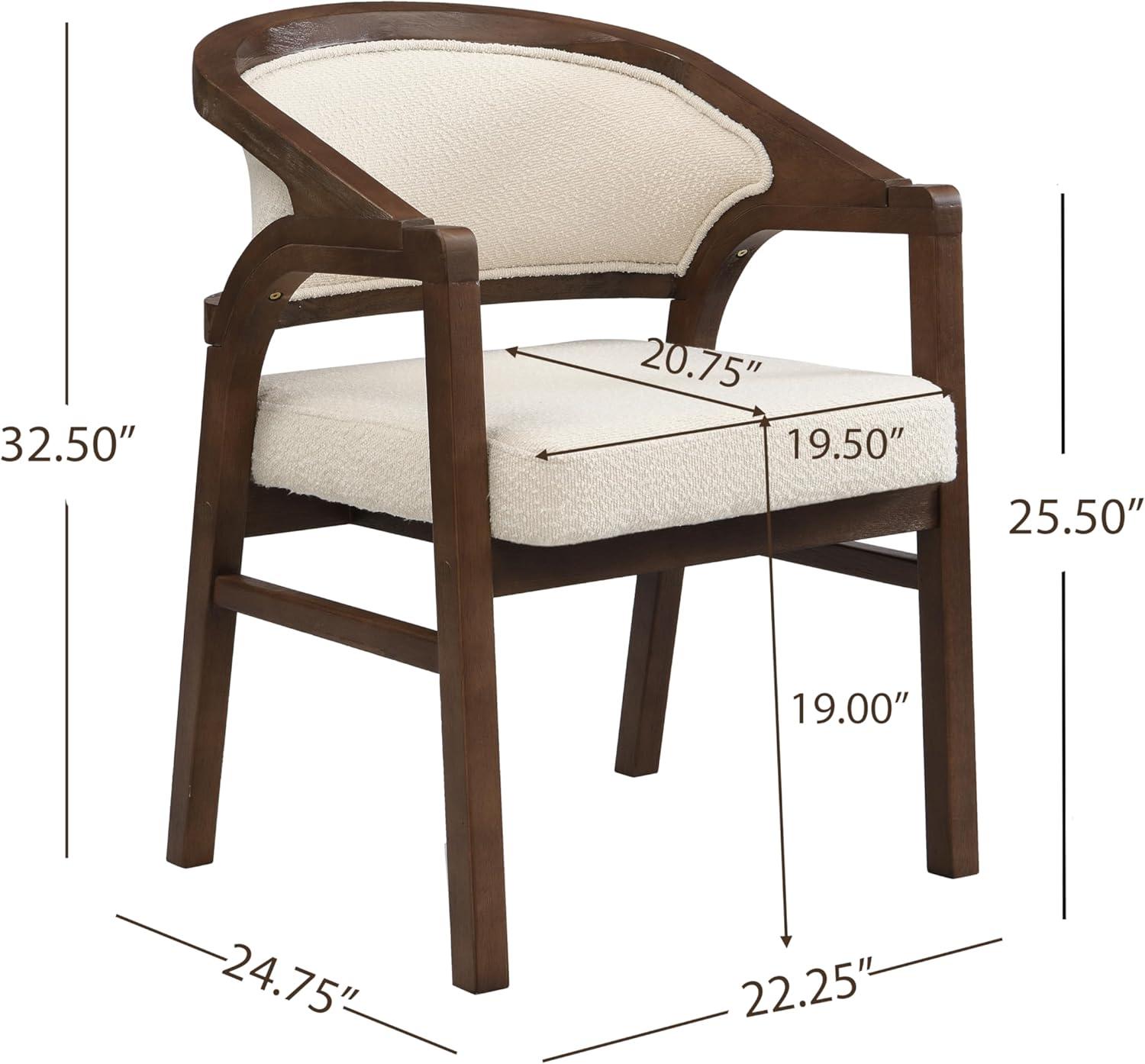 image:imageChristopher Knight Home Sepharine Modern Wooden Dining Chairs Set of 2 Boucle Upholstered Kitchen Side Armchairs Living Room Comfy Reading Chair with Curved Back Extra Seating Light Ash BeigeWalnut Beige