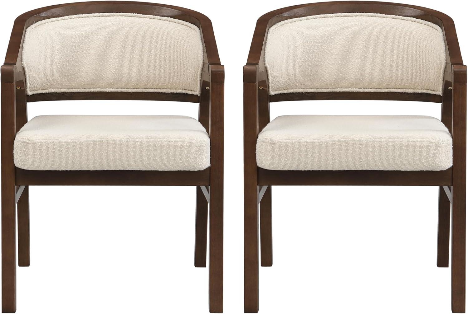 image:imageChristopher Knight Home Sepharine Modern Wooden Dining Chairs Set of 2 Boucle Upholstered Kitchen Side Armchairs Living Room Comfy Reading Chair with Curved Back Extra Seating Light Ash BeigeWalnut Beige