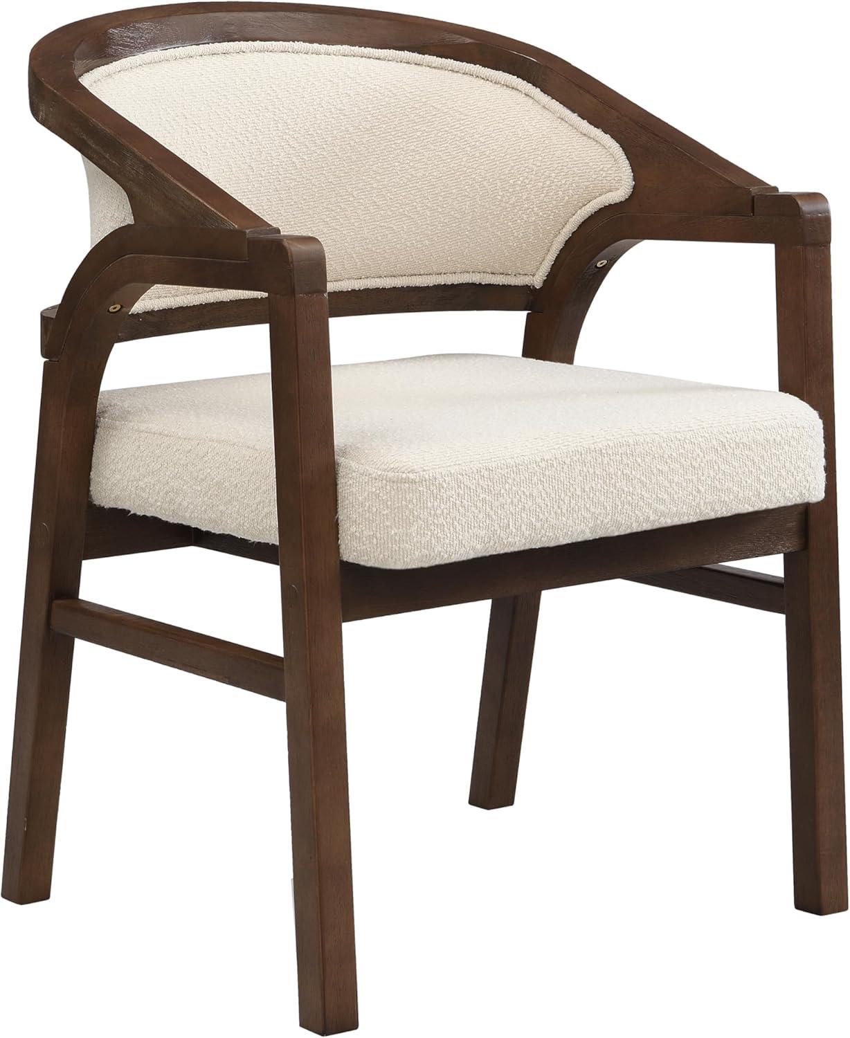 image:imageChristopher Knight Home Sepharine Modern Wooden Dining Chairs Set of 2 Boucle Upholstered Kitchen Side Armchairs Living Room Comfy Reading Chair with Curved Back Extra Seating Light Ash BeigeWalnut Beige