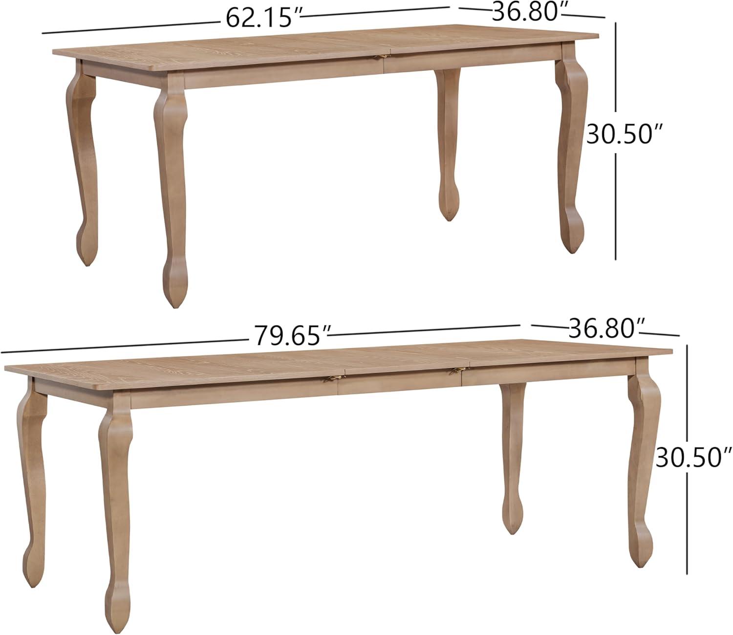 image:imageChristopher Knight Home Shawen Extendable Dining Table Set for 6 Expandable Kitchen Table and Dining Chairs Set of 6 Solid Wood Dining Room Table Set for 6 BeigeNatural BrownBeigenatural Brown