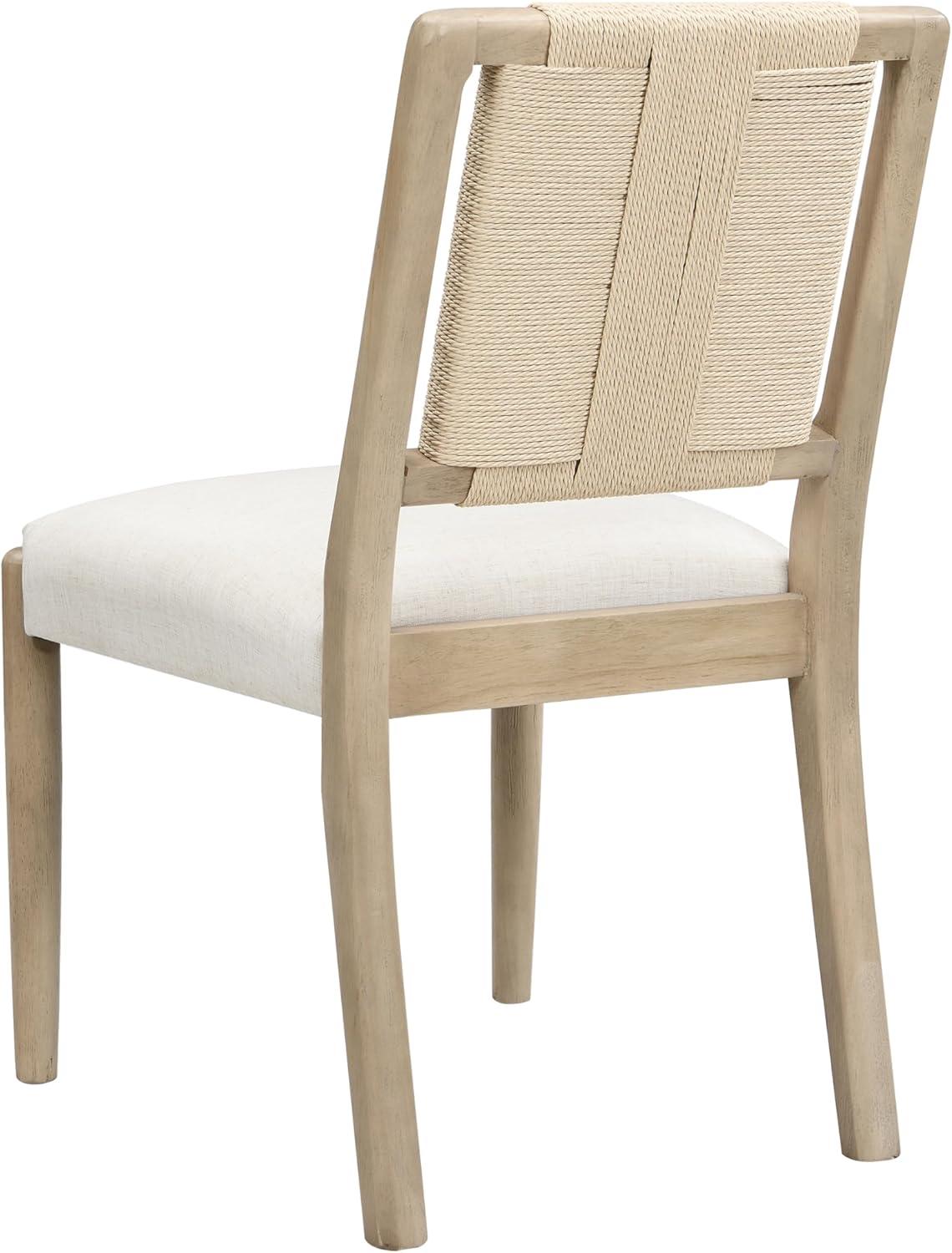 image:imageChristopher Knight Home Xinzi Comfy Upholstered Dining Chairs Set of 2 Rubberwood Kitchen Chairs with Woven Rope Backrest Extra Seat for Dining Room Armless Dining Chair Beige Natural AshBeige Natural Ash