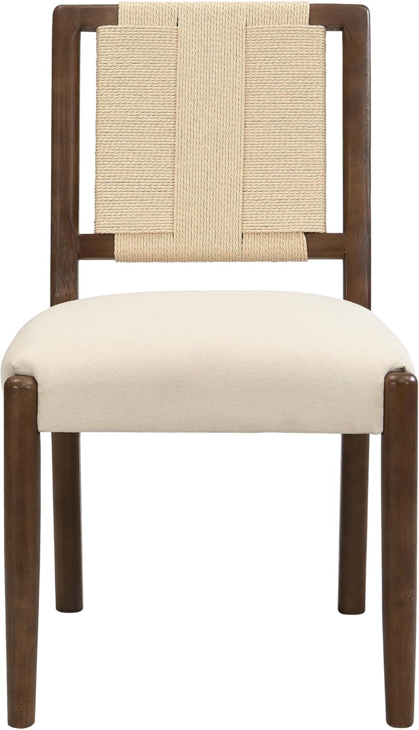 image:imageChristopher Knight Home Xinzi Comfy Upholstered Dining Chairs Set of 2 Rubberwood Kitchen Chairs with Woven Rope Backrest Extra Seat for Dining Room Armless Dining Chair Beige Natural AshBeige Walnut