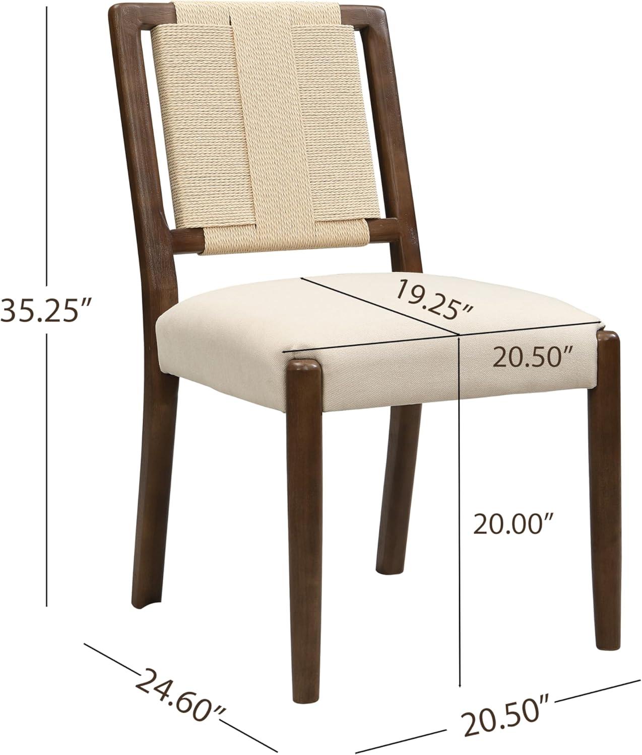 image:imageChristopher Knight Home Xinzi Comfy Upholstered Dining Chairs Set of 2 Rubberwood Kitchen Chairs with Woven Rope Backrest Extra Seat for Dining Room Armless Dining Chair Beige Natural AshBeige Walnut