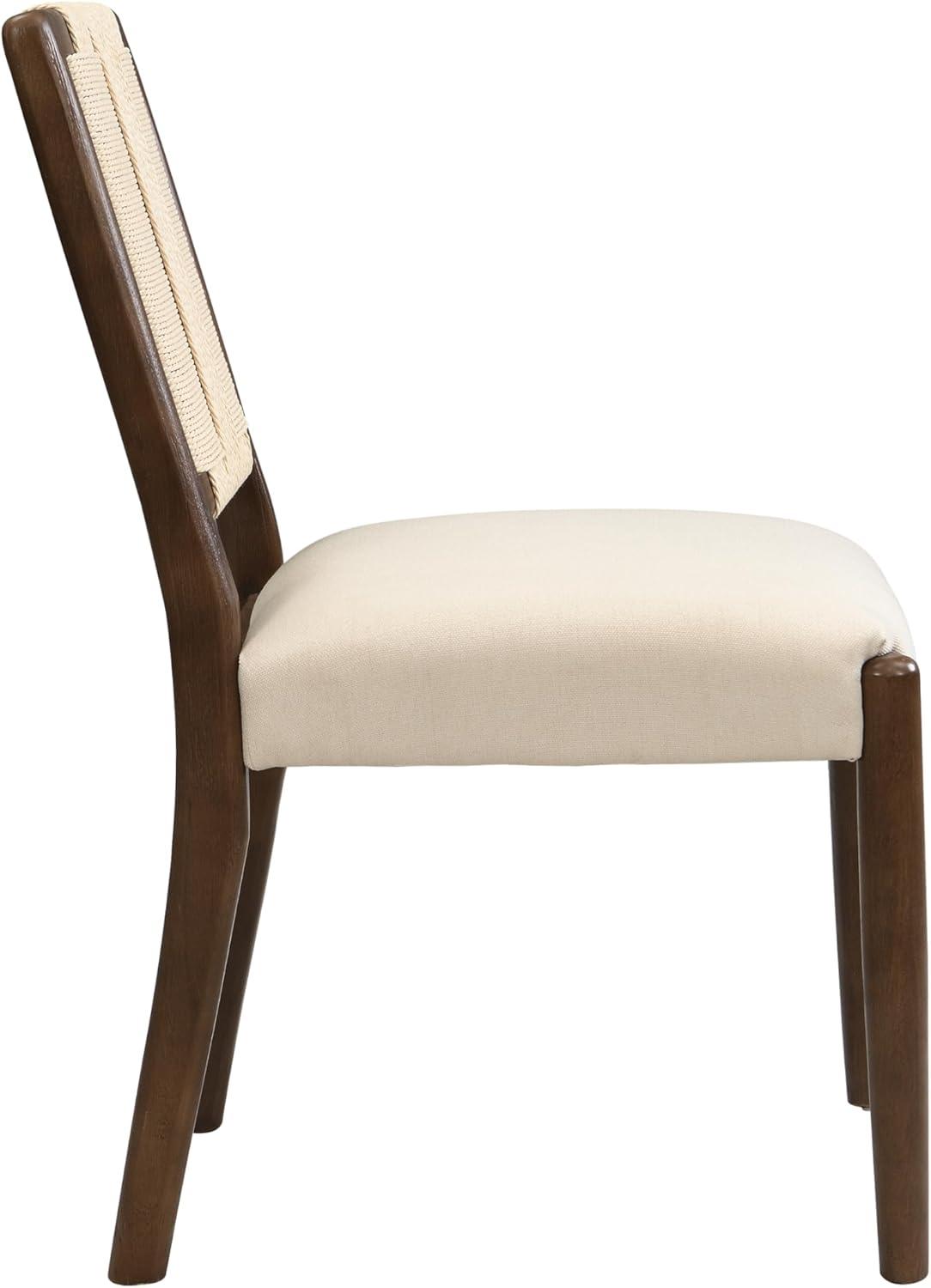 image:imageChristopher Knight Home Xinzi Comfy Upholstered Dining Chairs Set of 2 Rubberwood Kitchen Chairs with Woven Rope Backrest Extra Seat for Dining Room Armless Dining Chair Beige Natural AshBeige Walnut