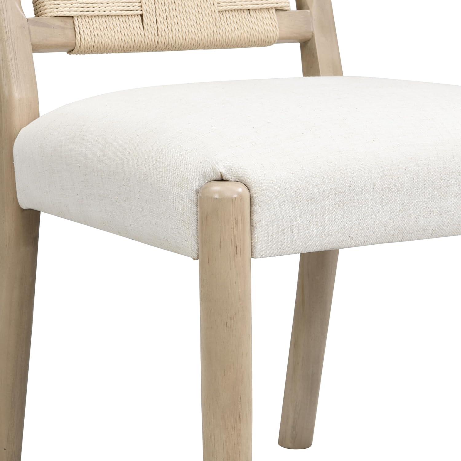 image:imageChristopher Knight Home Xinzi Comfy Upholstered Dining Chairs Set of 2 Rubberwood Kitchen Chairs with Woven Rope Backrest Extra Seat for Dining Room Armless Dining Chair Beige Natural AshBeige Natural Ash