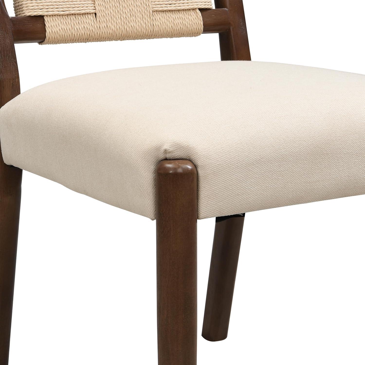 image:imageChristopher Knight Home Xinzi Comfy Upholstered Dining Chairs Set of 2 Rubberwood Kitchen Chairs with Woven Rope Backrest Extra Seat for Dining Room Armless Dining Chair Beige Natural AshBeige Walnut
