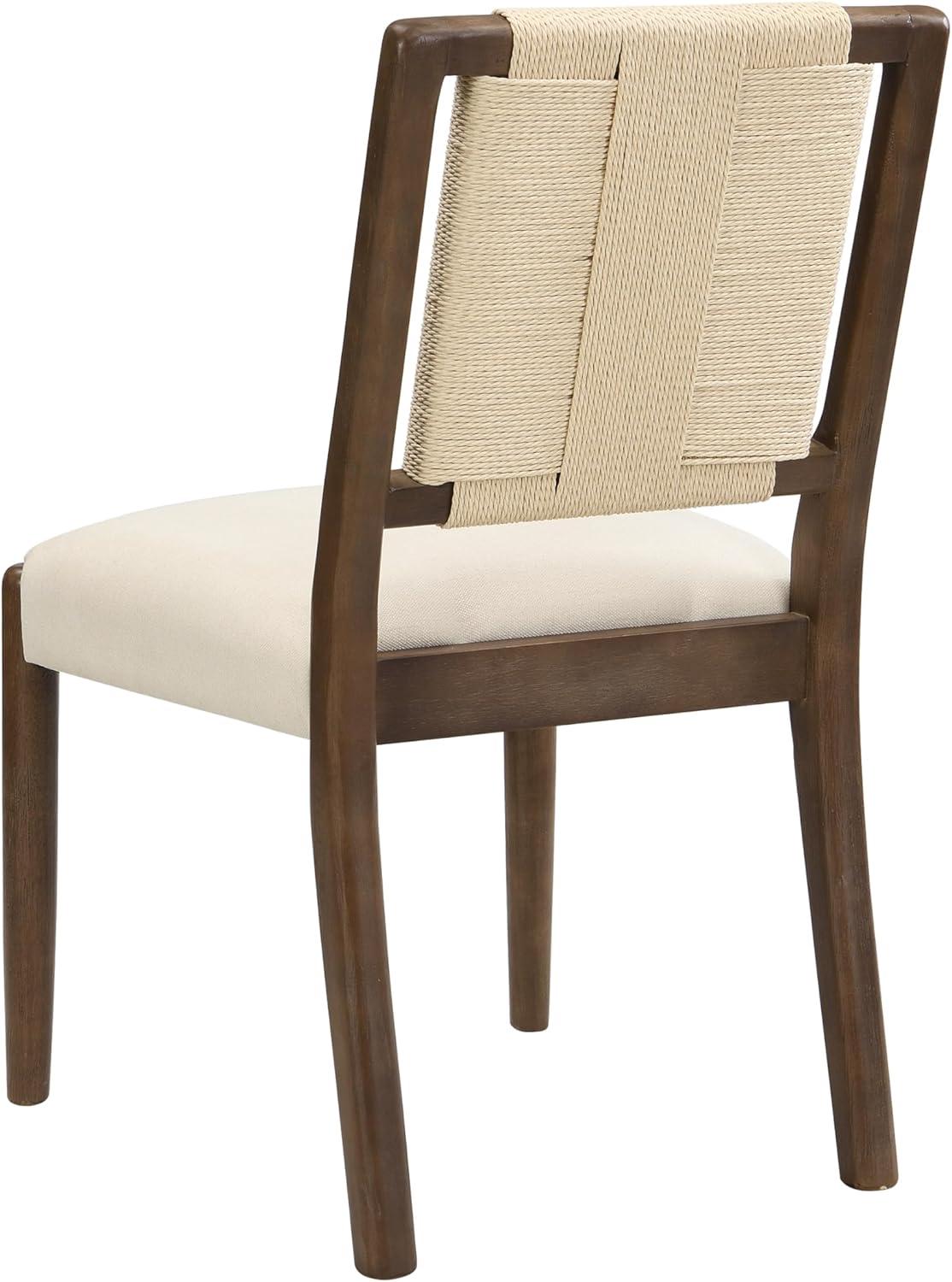 image:imageChristopher Knight Home Xinzi Comfy Upholstered Dining Chairs Set of 2 Rubberwood Kitchen Chairs with Woven Rope Backrest Extra Seat for Dining Room Armless Dining Chair Beige Natural AshBeige Walnut